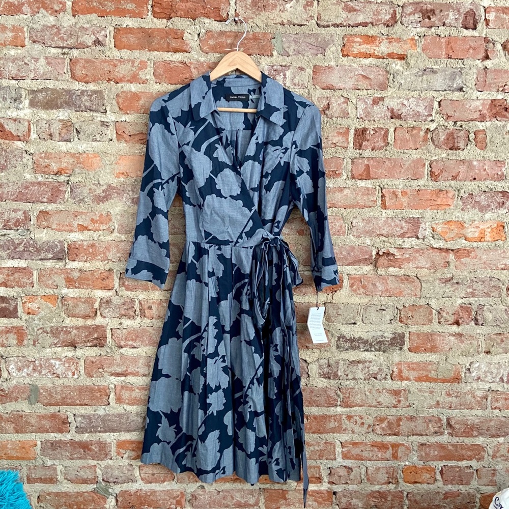 Chambray faux wrap dress